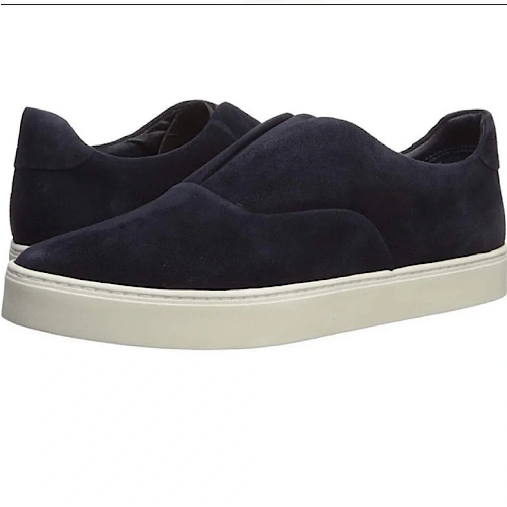 Vince Black Suede Almond Toe Slip on Casual Platform Sneakers​